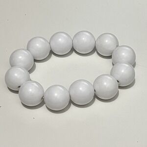 Chunky White Beaded Stretch Bracelet